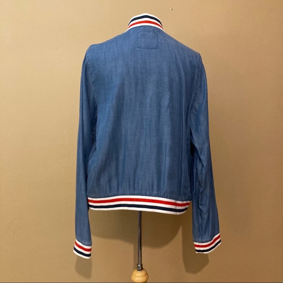 NWOT Denim + striped trim jacket - Picture 4 of 7